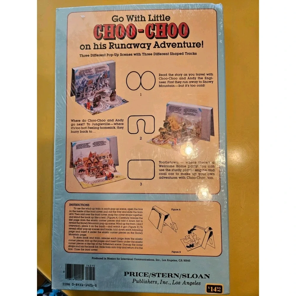 1985 Little Choo Choo's Runaway Adventure Rare Pop Up Book W/ Tomy Wind Up Train